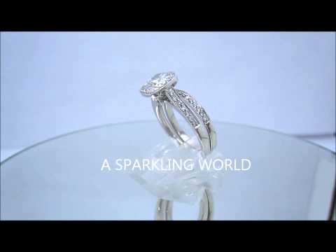 14K WHITE GOLD CUSHION CUT DIAMOND ENGAGEMENT RING AND BAND 1.90CTW - ASW - 186 1