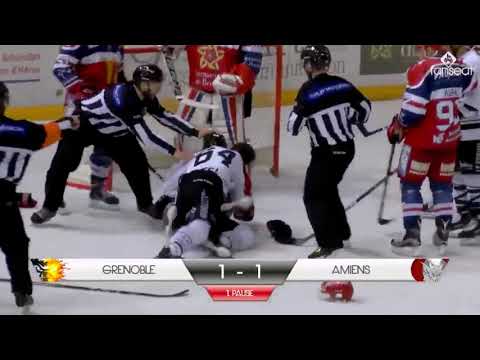 Bagarre Bisaillon vs Champagne Brûleurs de Loups Grenoble vs Amiens Coupe Magnus 2017 Hockey Fight