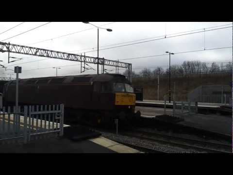 Class 47 no 47500 and Steam loco 34067 Tangmere Departing from Milton Keynes on 3/1/13