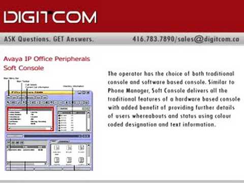 Avaya IP Office Peripherals Soft Console, Digitcom.ca Teleph
