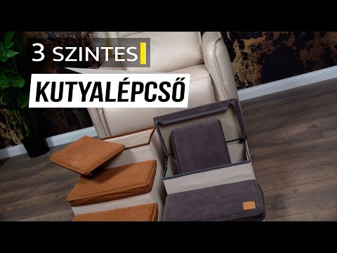 Kutyalépcső 3 lépcsőfokkal szürke színben (DD01292-GREY) - Videó