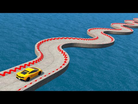 Impossible Snake Shape Bridge Crossing Cars Vs Deep Water - BeamNG.Drive
