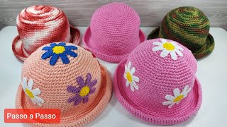 Chapéu de crochê JADE - Bucket Hat - Passo a Passo Prof. Neddy Ghusmam