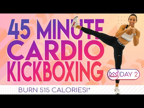 45 Minute Cardio Kickboxing & Abs 🔥Burn 515 Calories!* 🔥30 Day At Home Workout Challenge | Day 2