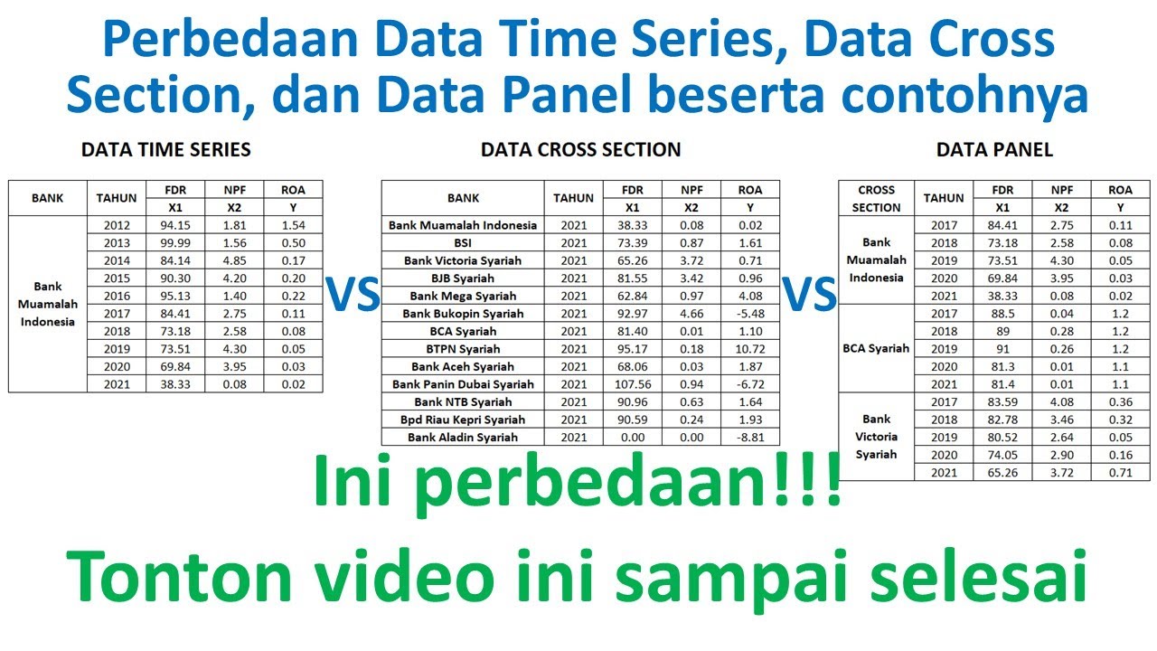 Perbedaan Data Time Series, Data Cross Section, dan Data Panel beserta contohnya