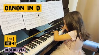 Canon In D (Pachelbel's Canon) Acoustic Piano Solo, 6 Sheets, 6 Minutes, 6 Y.O. #ByOlivia