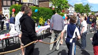 JUBILEE STREET PARTY GIRLS BEAT BOYS AT TUG OF WAR