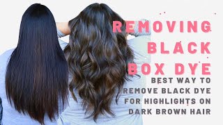 Removing Black Box Dye Color Correction [BEST WAY TO REMOVE BLACK DYE FOR HIGHLIGHTS ON BROWN HAIR]