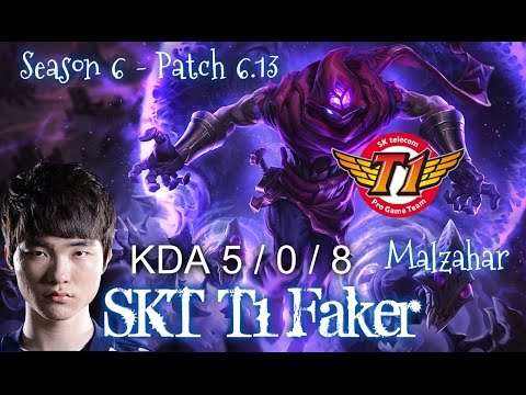 SKT T1 Faker MALZAHAR Mid vs LISSANDRA - Patch 6.13 KR Ranked | League of Legends