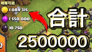 【クラクラ】この資源獲得量超せる方いますか？？金エリ250万とダクエリ1万です・・・