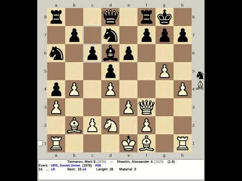 Taimanov, Mark vs Shashin, Alexsander - URS 1978 Best game