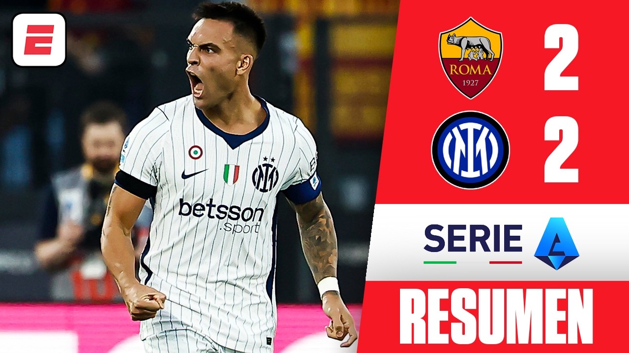 LAUTARO MARTÍNEZ SALVÓ al INTER con DOBLETE para el empate 2-2 ante la ROMA | Resumen | Serie A