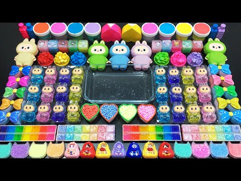LABUBU Slime - Mixing Store Bought Slime Into Clear Slime - Most Satisfying Videos