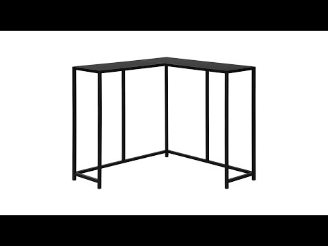 I 2157 Accent Table - 36"L / Black / Black Corner Console - Monarch Specialties