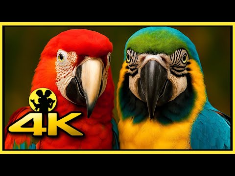4K VIDEO COLORFUL MACAW PARROTS  WITH RELAXATION MUSIC FOR 4KTV/8KTV