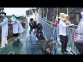 Scariest Cliff Side Glass Walkway Glass Bridge Crack Effect Glass Bridge Funny Moments