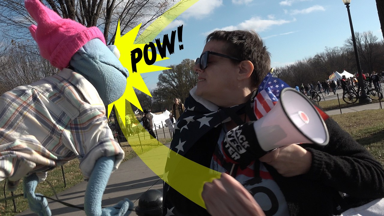 Rage-Baiting Deranged Lib Protesters With a Puppet