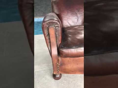 Pair of Vintage French Leather Club Chairs