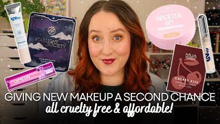GIVING *NEW* MAKEUP A SECOND CHANCE! Essence Cushion Foundation, MUA Blush Duo, Cosmic Beauty & MORE