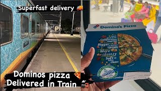 Pizza 🍕 delivered in Train 🚂 | Dominos | Vera level experience #foodie #pizza #niksfoodvlog