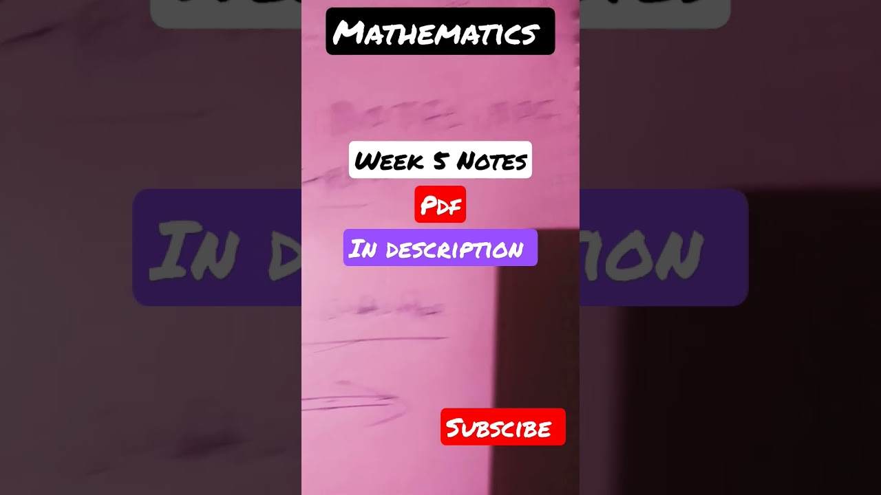 iitm week 5 mathematics notes pdf