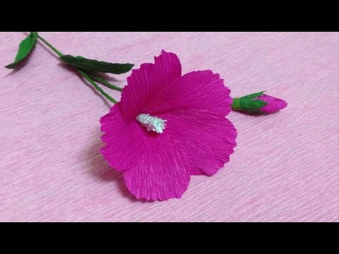 How to Make Mallow Crepe Paper flowers - Flower Making of Crepe Paper - Paper Flower Tutorial Video