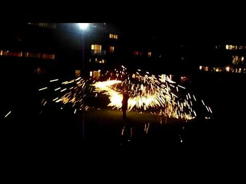 Burning and Spinning Steel Wool