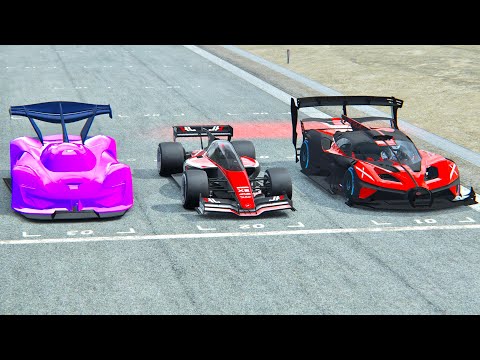 Bugatti Bolide GTR vs Formula Vector 2021 vs SRT Tomahawk GTR - Drag Race