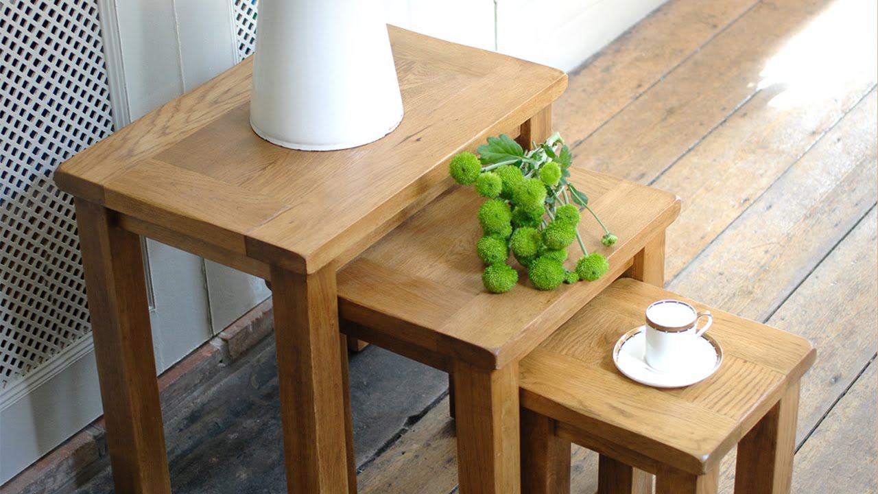 Rustic Oak Nest of Tables - PineSolutions