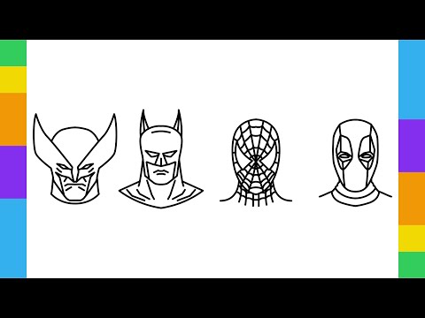 Deadpool Spiderman Batman Wolverine Coloring | Drawing Deadpool Spiderman Batman Wolverine