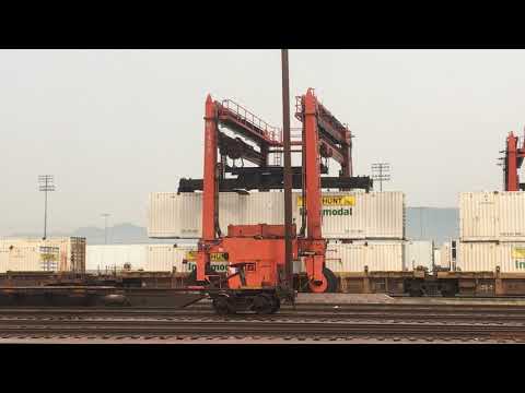 Giant Container Crane Unloading BNSF Stack Train in San Bernardino 9/12/2020