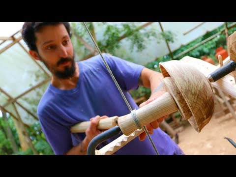 How To Turn A Wooden Bowl On A Pole Lathe - Yoav Elkayam