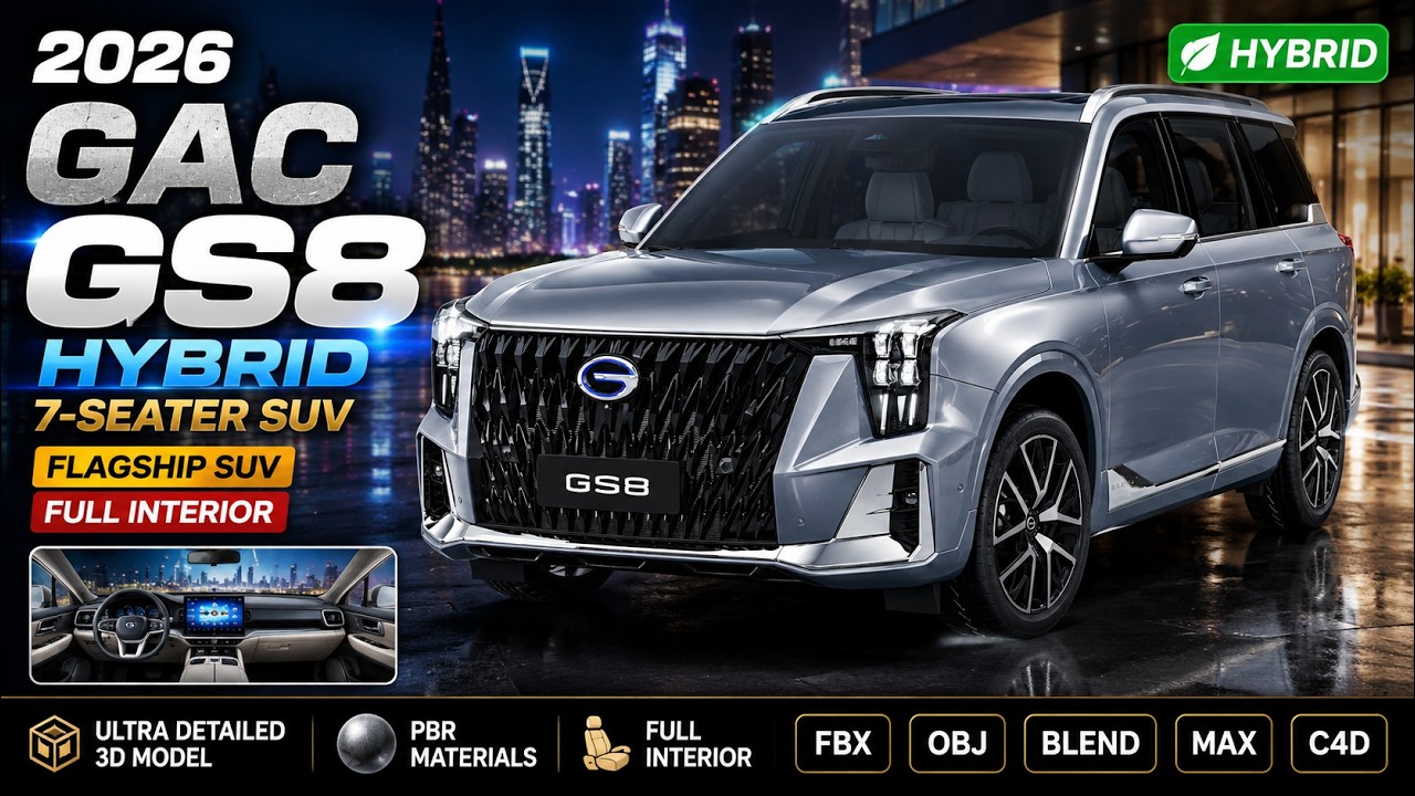 2026 GAC GS8 7 Seats Hybrid with Interior 3D Model