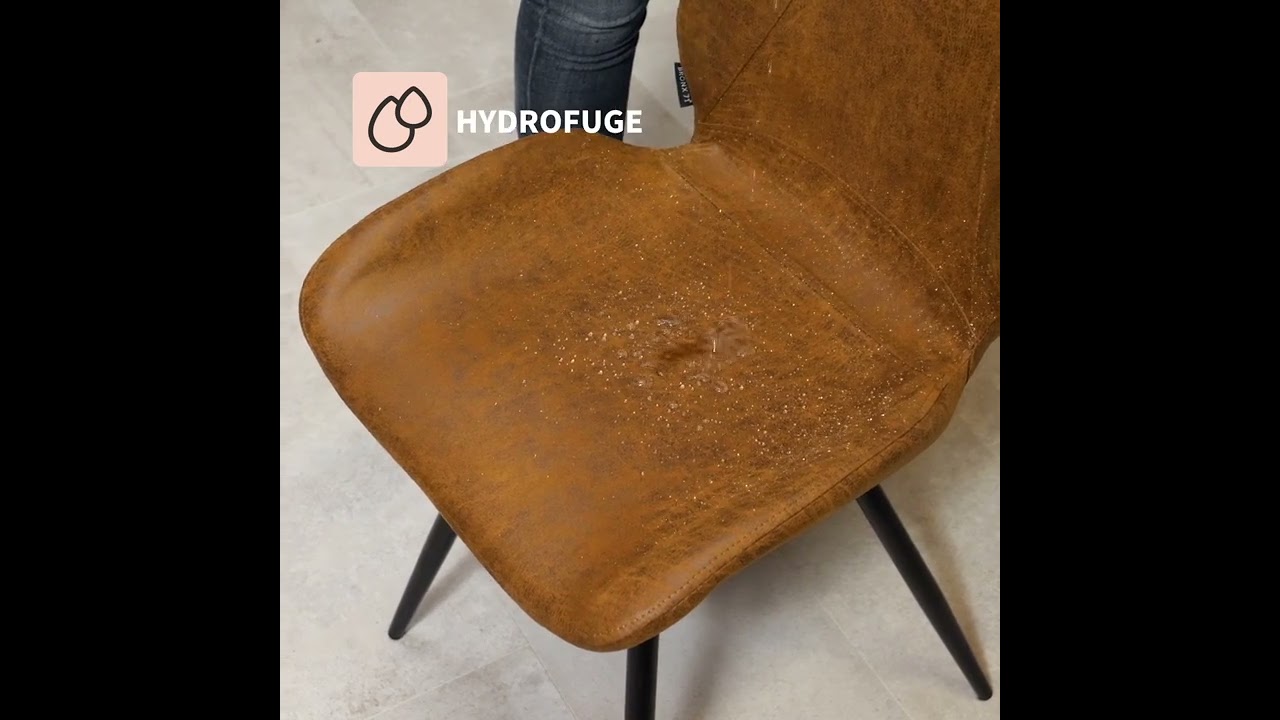 Chaise de salle à manger industrielle Barrel en éco-cuir anthracite