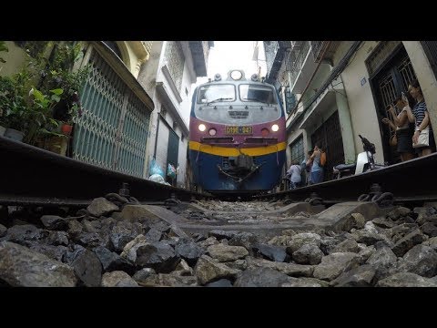 Hanoi Train Street (Le Duan Street) Vietnam, GoPro On Track