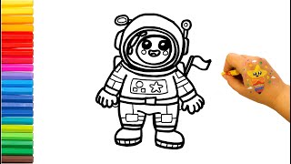 Let's Draw a Happy Astronaut in Space - Fun and Easy Art for Kids!🚀🌙