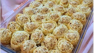 El Açması Yufkadan Kadayıflı Sütlü Sarma -Kadayıflı Baklava Tarifi-Bera Tatlidunyasi