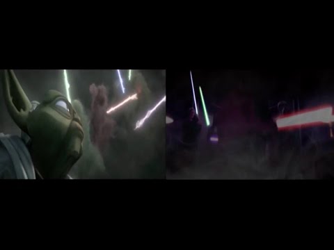 Yoda's Cave Vision | The Clone Wars Live Action Comparison.