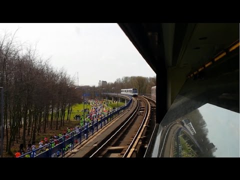 RET Metro Type B (5360) rit door de ruit en langs de Rotterdamse Marathon (Zuidplein - Slinge)