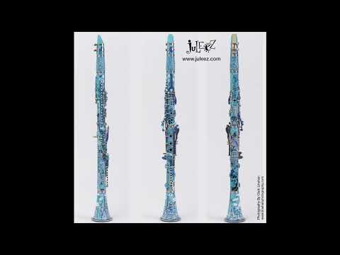 Hand Painted Blue Clarinet-Boston Theme by Juleez Art