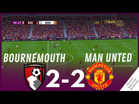 Bournemouth 2-2 Manchester United Premier League 23/24 | Match Highlights VG Simulation & Recreation