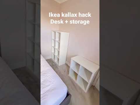 ikea kallax hack desk + storage. #ikea #wfh #ikeahacks #diy #kallax