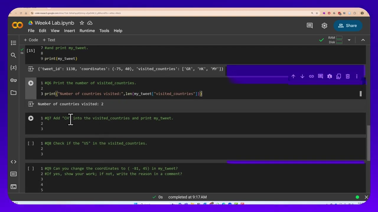 Python Dictionary Lab | Keys, Values, Lists & Tuples Explained