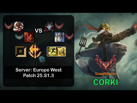 Corki ADC + Taliyah vs Jhin + Galio - EUW GrandMaster - Patch 25.S1.3