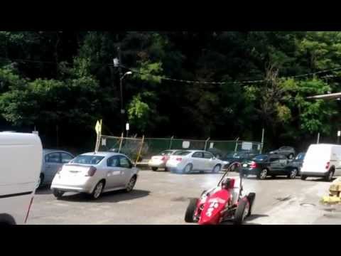 Warming up the Stevens FSAE car on snow tires