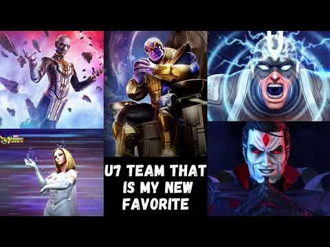 Ultimus 7 Team I have been using that can one shot the War Machine node-Marvel Strike Force