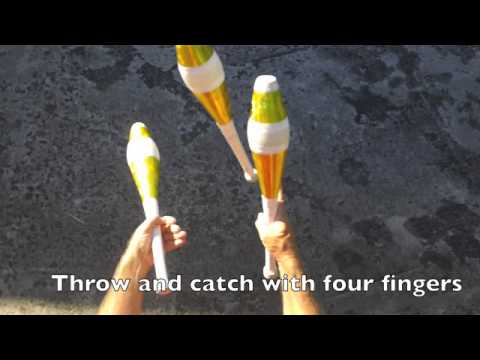 How to juggle three and four juggling pins (clubs)