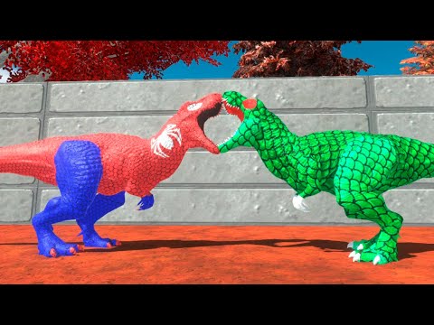 SPIDER MAN VS LIZARD T REX DEATH RUN - Animal Revolt Battle Simulator