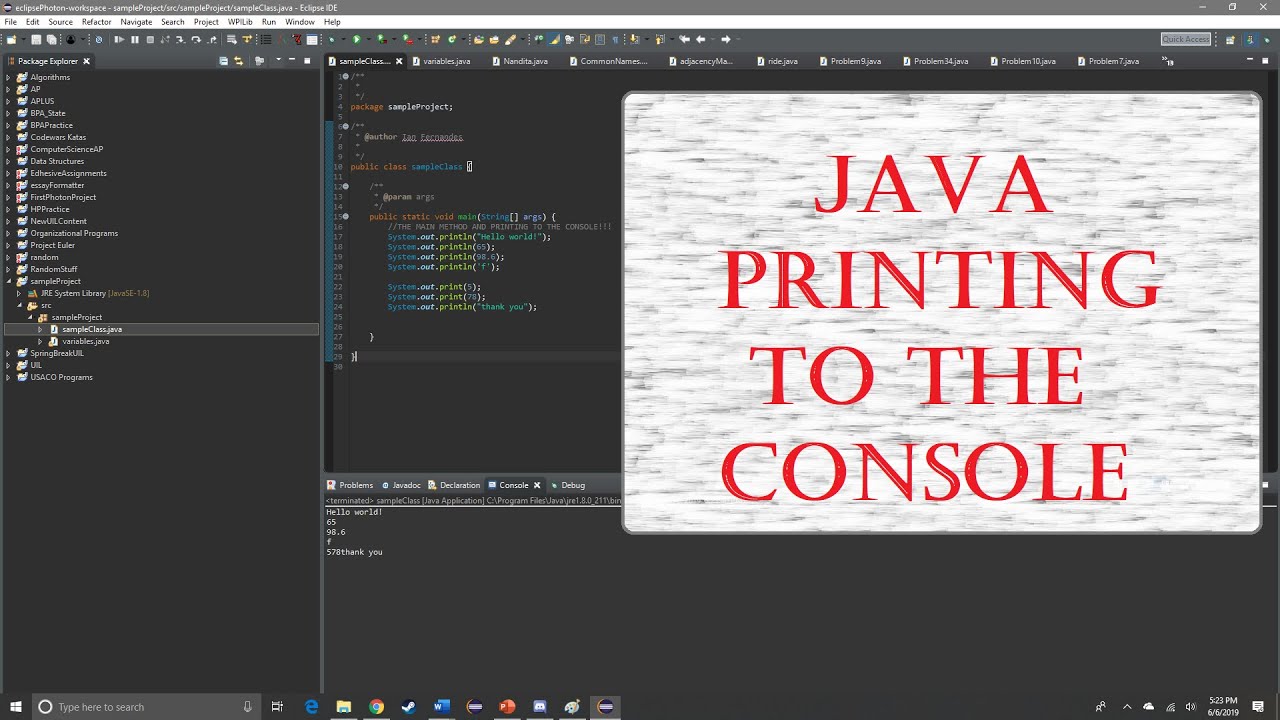 Java Programming: Printing to the Console