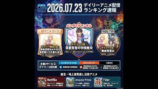 2026/07/23 - Daily SVOD Anime Ranking｜48時間で圏外から5冠の無自覚聖女